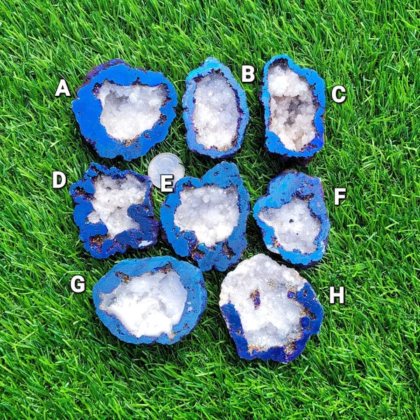 Blue and White Angel Aura Quartz Geodes to Choose From, Druzy Crystal Geode