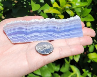 Druzy Blue Lace Agate Crystal Slab, 4.6", FREE SHIPPING