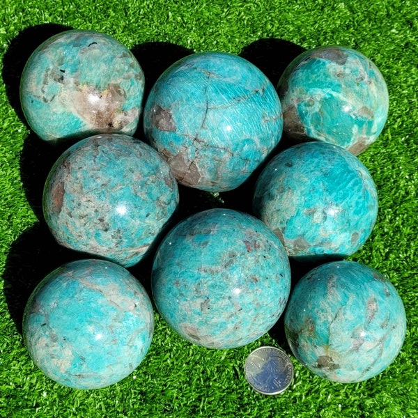 Amazonite with Smokey Quartz Crystal Spheres to Choose From, with FREE SHIPPING