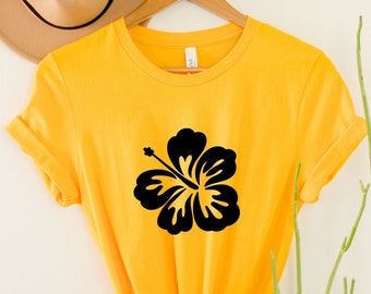 Koszula Hibiscus, Koszula Hawajskie Kwiaty, Koszula Kwiatowa, Koszula Kwiatowa, Koszula Hawajskie Kwiaty, T-shirt Hibiscus Damski, Koszula Plażowa, Tropikalna