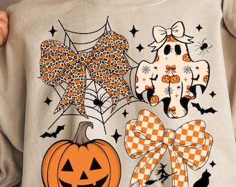 Halloween Coquette Ghost Pumpkin Png for Halloween Ghost Png, Pumpkin Png, Coquette Halloween Png, Girly Halloween Png, Fall Sublimation Png