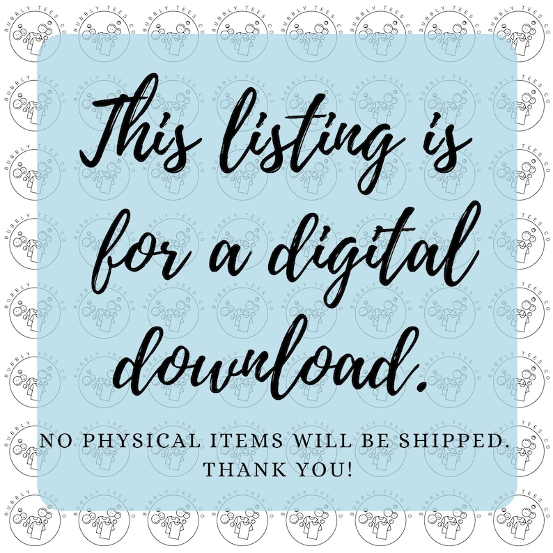 Puede incluir: Un fondo azul claro con c&iacute;rculos blancos y el texto "This listing is for a digital download. NO PHYSICAL ITEMS WILL BE SHIPPED. THANK YOU!"