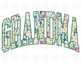 Grandma Floral Digital Download, Grandma Floral Png, Grandma Sublimation, Varsity Grandma Png, Grandma Flower Design Digital Download Png