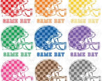 Football Png, Football Helmet Checkered Sport Png, Colorful Checkered Png, Preppy Football Png, Game Day Png, Football Sublimation Shirt Png