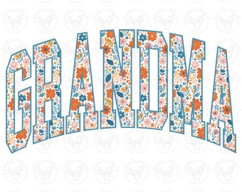 Grandma Floral Digital Download, Grandma Floral Png, Grandma Sublimation, Varsity Grandma Png, Grandma Flower Design Digital Download Png