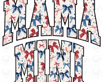 Mama Mini Coquette Bows July 4th Png Digital Download, Mama Mini Bows Png, 4th of July Png, Mama Mini Matching Png, Matching Mama Mini Png