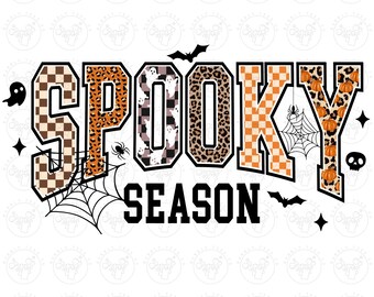 Spooky Season PNG: Halloween Sublimation, Leopard Png, Spooky Sublimation Png, Ghost Spooky Png, Retro Halloween Spooky Fall Checkered Png