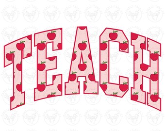 Teach Png, Lehrer digitale Downloads, Teach Sublimation, Zurück zu Schule Png, Lehrer-Shirt Png, Lehrer-Apfel-Muster Png, Girly Lehrer Png