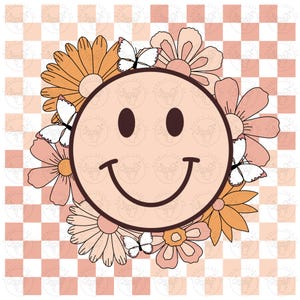 Checkered Smiley Png, Smile Face Png, Floral Png, Png Happy Face Shirt, Checkered Smiley Floral Png, Smiley Tee Png, Happy Face Png, Smiley