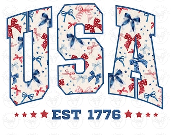 USA Coquette Png, July 4th Png, Patriotic Png, Coquette USA Png, Retro America Png, Girly Png, Red Blue White USA 1776 Png, America Bows Png