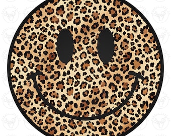 Léopard visage heureux Png, visage souriant léopard Png, sourire visage Png, visage heureux Png, tendance léopard Png, fichier numérique d'impression léopard, léopard Png