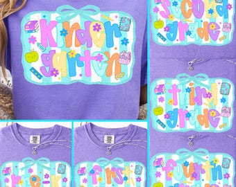 School Bundle Digital Download, Preppy School Png for Teacher First Day of School Png, Back to School Kindergarten/1st/2nd/3rd/4th Grade Png