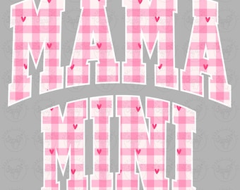 Mama Mini Matching Png, Pink Checkered Png, Pink Hearts Png, Preppy Mama Mini Png, Matching Mama Png, Pink Checkered, Pink Coquette Mama Png
