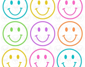 Happy Face Png, Smile Face Positivity Png, Teacher Png, Smile Face Png, Smile Cut File Png, Back to School Png, Colorful Smile Face Tees Png