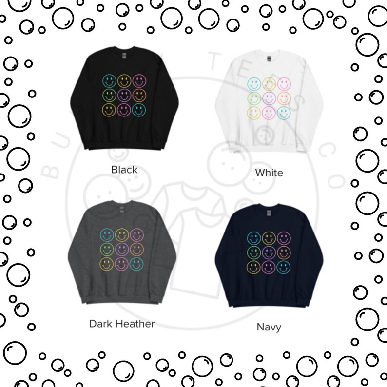Positivity and Warmth Knit Happy Face Contrast Color Loose Sweater