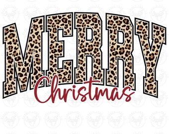 Varsity Merry Christmas Leopard Print PNG: Christmas Sublimation Digital Download, Christmas Png, Leopard Print, Preppy Christmas Shirt Png