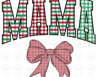 Mama Bow Png, Christmas Gingham Png, Mama Christmas Checkered Png, Preppy Merry Christmas Png, Christmas Mama Png, Christmas Sublimation Png