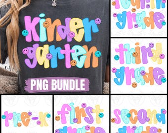 School Bundle Digital Download, Preppy School Png for Teacher First Day of School Png, Back to School Kindergarten/1st/2nd/3rd/4th Grade Png