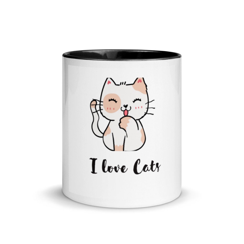I love cats Mug with Color Inside | Etsy