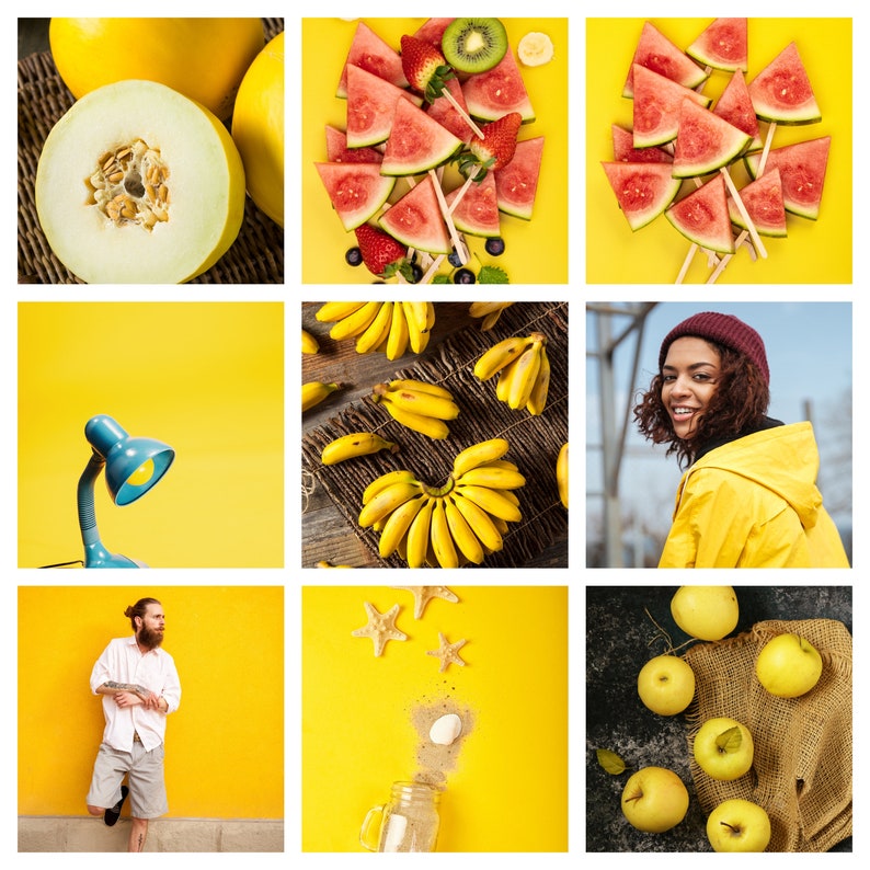 Yellow Photo Collage Kit Yellow wall decor Printable Wall Etsy