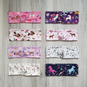 Headbands, hairbands, girls, jersey, 50-58 cm head circumference, horses, unicorns