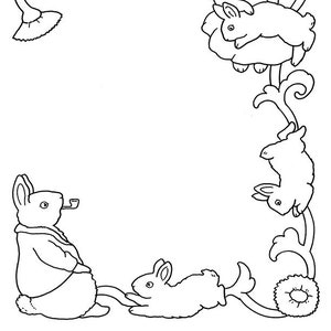 Klassisches Printable von Beatrix Potter! Das ist Benjamin Bunny, Flopsie & ihre Familie zum Ausmalen. Perfekt für Homeschooler!