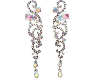 Bridal Jewelry Rhinestone Earrings Dangle Teardrop Diamond Formal Dressy Fancy Wedding Statement Earrings Prom Jewelry Bridesmaid Earrings