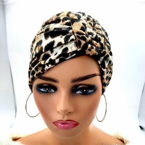 Pre Tied Turban for Women Satin Lined Turban Hat Pretied Headwrap Chemo Cap Chemo Hat Hair Loss Cover Head Wrap Black Knotted Turban