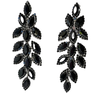 Black Earrings, Black Dangle Earrings, Black Bridal Jewelry, Black Crystal Earrings, Black Statement Earrings, Black Jewelry, Goth Halloween