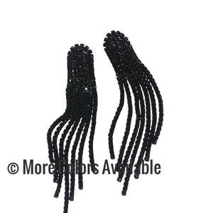 Black Earrings Crystal Rhinestone Earrings Fringe Tassel Dangle Statement Earrings Red Green Silver Tassel Earrings Bridal Prom Jewelry