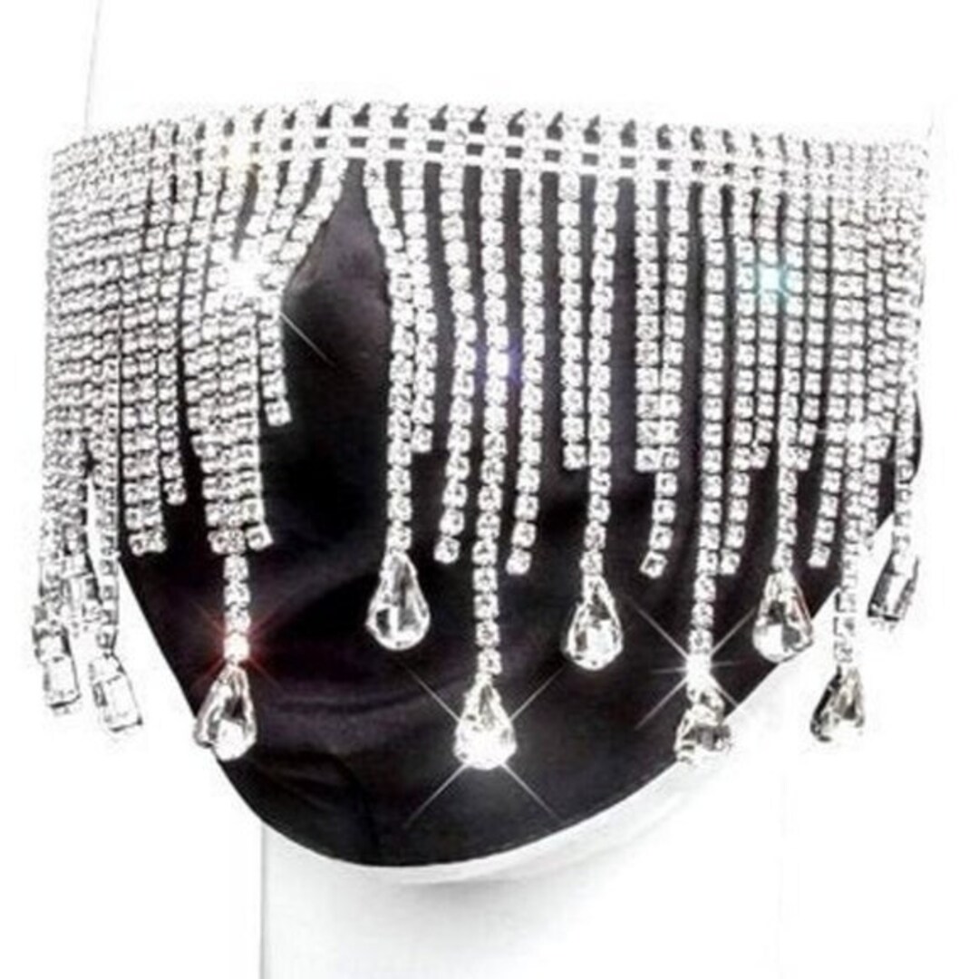 Bling Rhinestone Face Mask Head Chain Luxury Crystal Dance Prom
