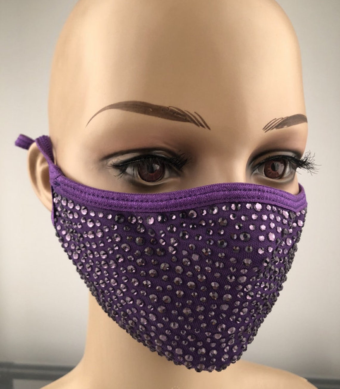 Purple Bling Face Mask Purple Rhinestone Face Mask Sparkly Etsy