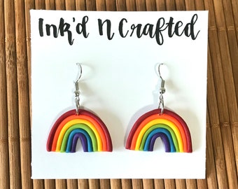 Rainbow Polymer Clay Earrings - Handmade Clay Jewelry - Cute Earrings