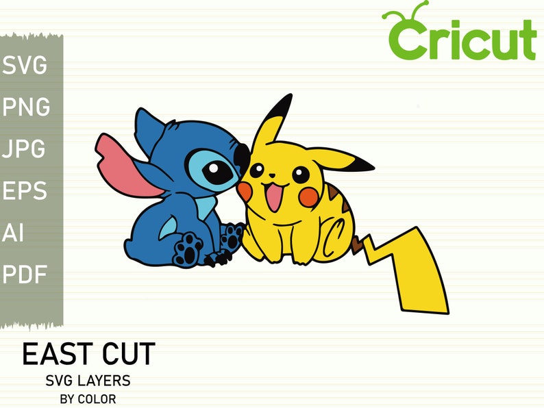 Download Layered svg files for cricut Stitch and pikachu Kiss ...