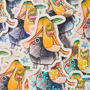 Sticker holographique Pikmin mignon ~ Pierre banane Pikmin