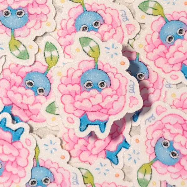 Holograficzna niebieska naklejka winylowa Pikmin ~ Róża