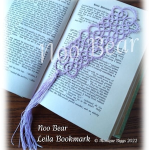 Tatting pattern by Noo Bear. PDF digital download, PDF pattern, &quot;Leila Bookmark&quot;