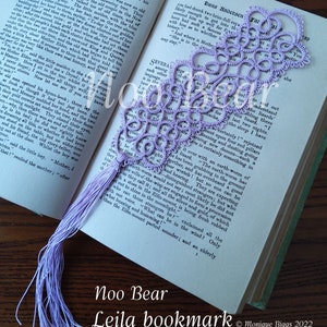 Tatting pattern by Noo Bear. PDF digital download, PDF pattern, Leila Bookmark image 1