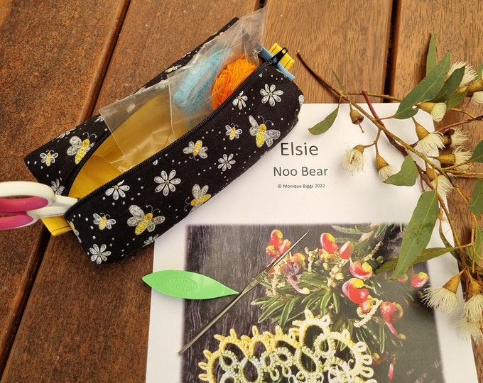 Shuttle Tatting Starter Kit Fully Lined Boxy Tote With Supplies and