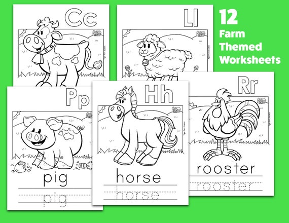 12 Page Learning Farm Worksheets Creativity Kit Instant