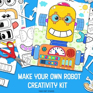 DIY Make a Robot Creativity Kit -Instant Download Robot Designer Worksheets, STEM Preschool Activity, Robot Birthday Party
