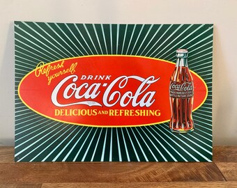 Vintage 1999 "Refresh Yourself" Coca-Cola Schild