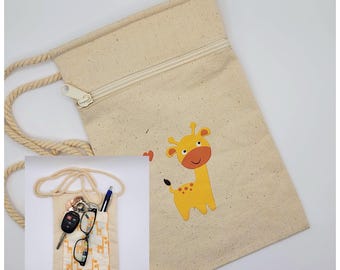 Mini Canvas Crossbody Bag: Giraffe Appliqué Small Tote