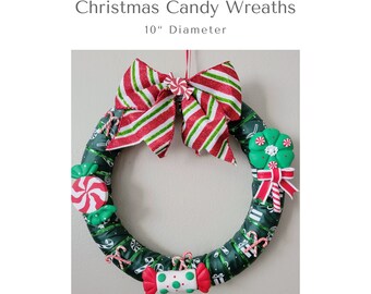 Faux Candy Cane, Peppermint, Lollipop Christmas Wreaths, 10” diameter, 4 Styles