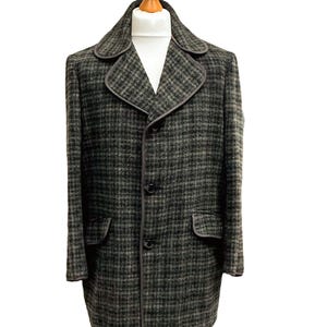 1970&#39;s DUNN & CO Tweed Wool Cashmere Car Coat - Size 42&quot; - Very Good Condition