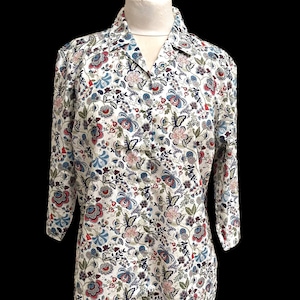 New Vintage JAMES MEADE Liberty 'Mabelle' Print 100% Cotton Ladies Shirt Blouse - UK Size 16- Made in Great Britain