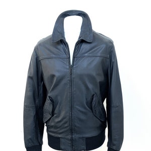 Veste noire LEVI'S 100 % cuir - Doublure en coton - Fermeture à glissière - Taille Moyenne
