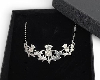 Sterling Silber Scottish Distel Halskette: 17 "/ 43 cm, Geschenkbox