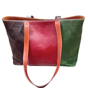 Fabelhafte Qualität LE TORRI Große Umhängetasche / Arbeitstasche aus Leder - Hand Made in Italy