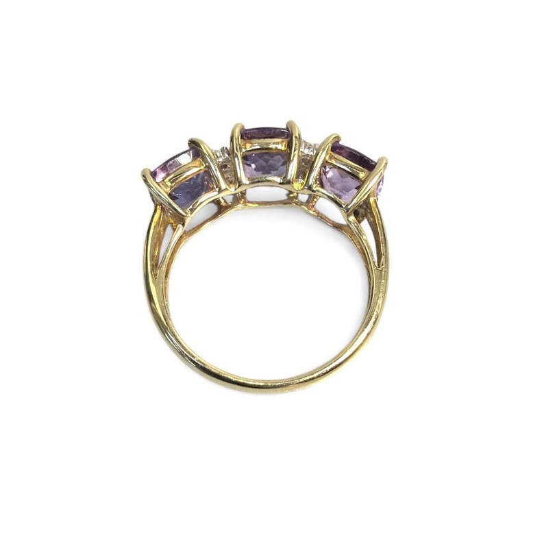 Vintage 9ct Gold Amethyst and Diamond Trilogy Ring: QVC, Fully ...